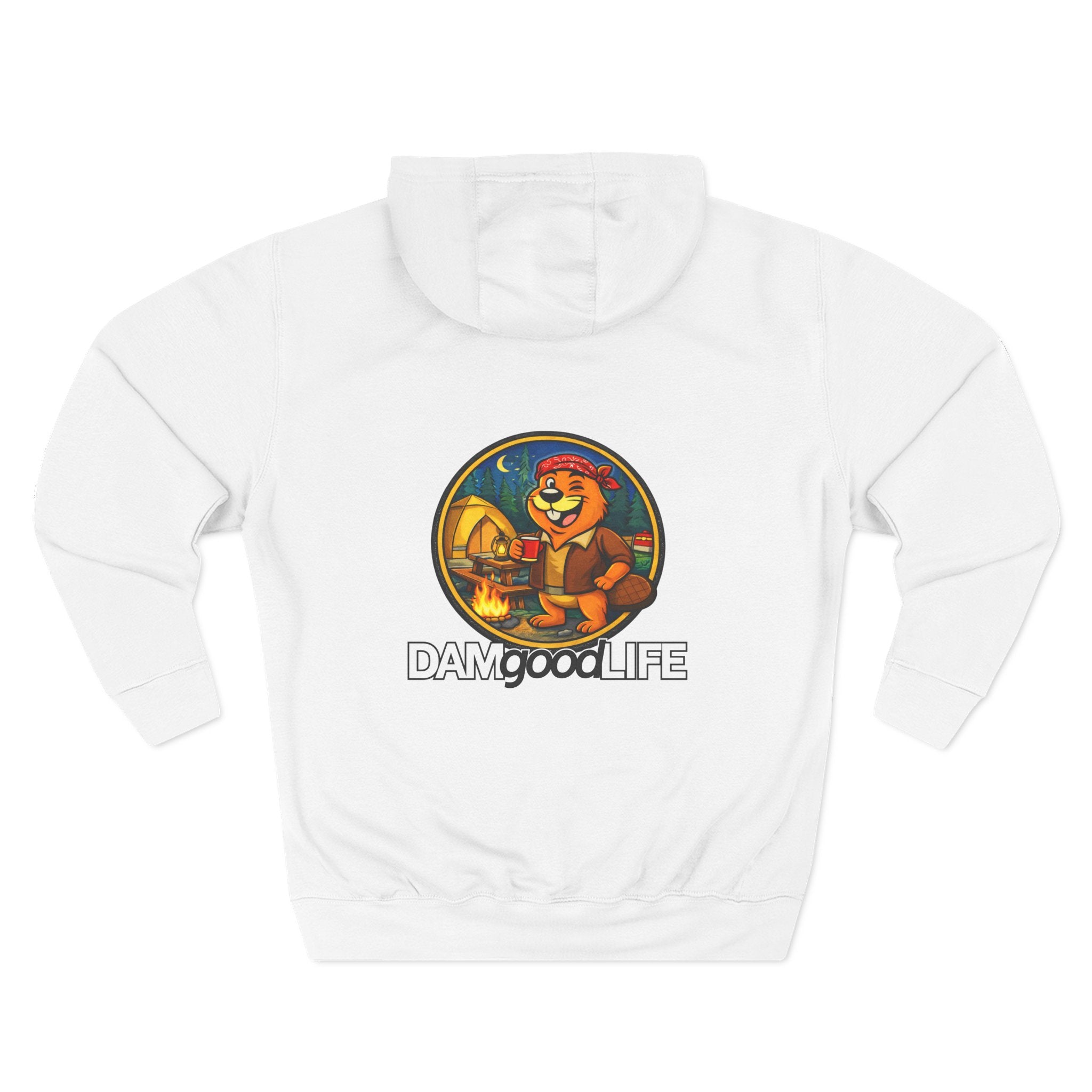 Hoodie "DAMgoodLIFE" Camping — Cozy Graphic Pullover with Swanky Beaver