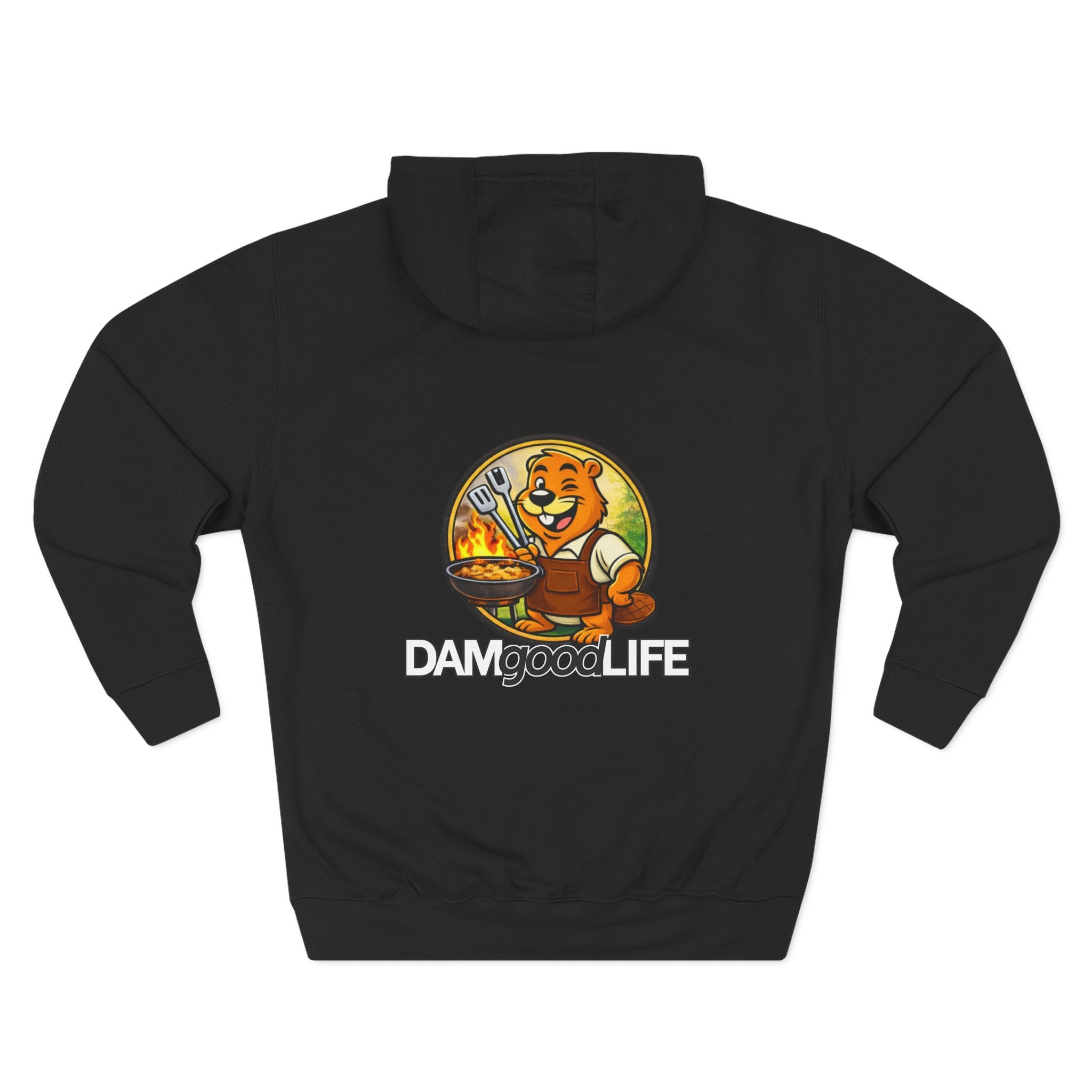 Hoodie "DAMgoodLIFE" Grilling — Cozy Graphic Pullover with Swanky Beaver