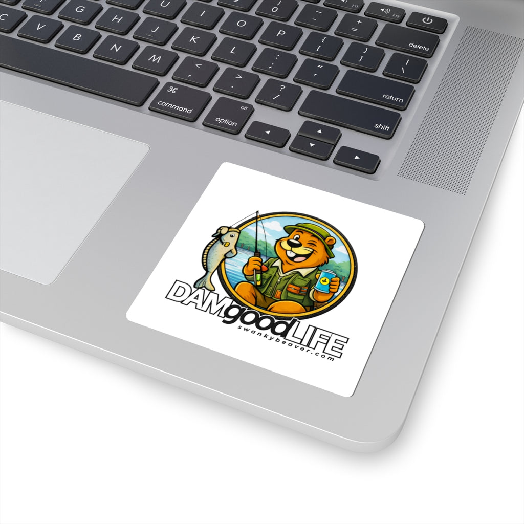 DAMgoodLIFE Fishing Beaver Sticker — Fishing Vinyl Kiss-Cut