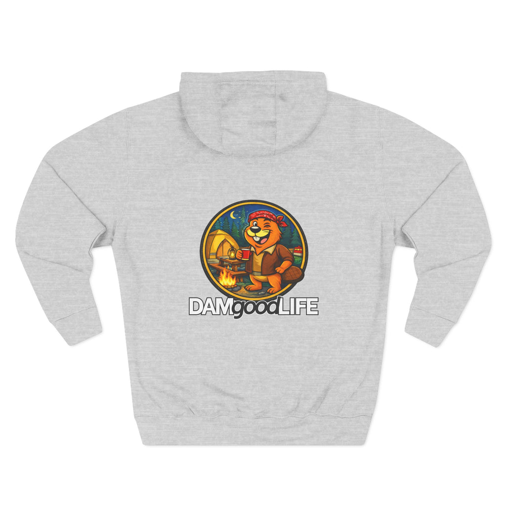 Hoodie "DAMgoodLIFE" Camping — Cozy Graphic Pullover with Swanky Beaver