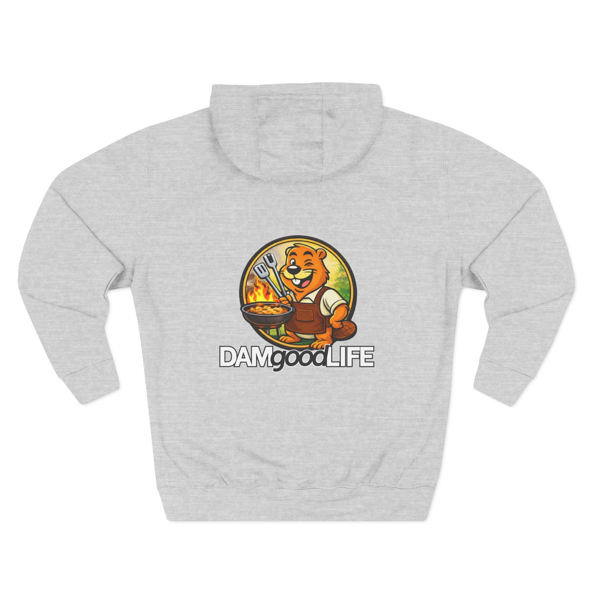 Hoodie "DAMgoodLIFE" Grilling — Cozy Graphic Pullover with Swanky Beaver