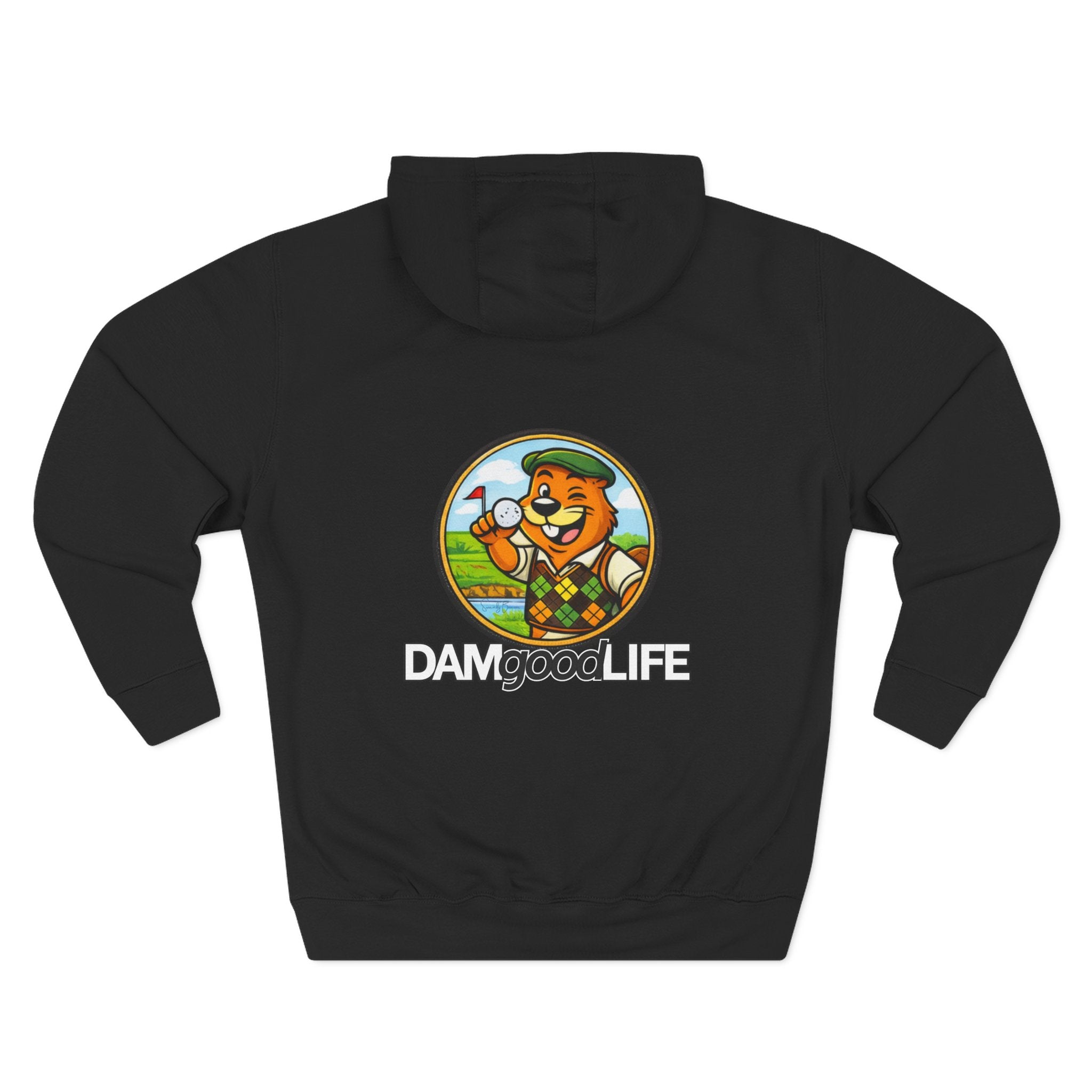 Hoodie "DAMgoodLIFE" Golfing — Cozy Graphic Pullover with Swanky Beaver
