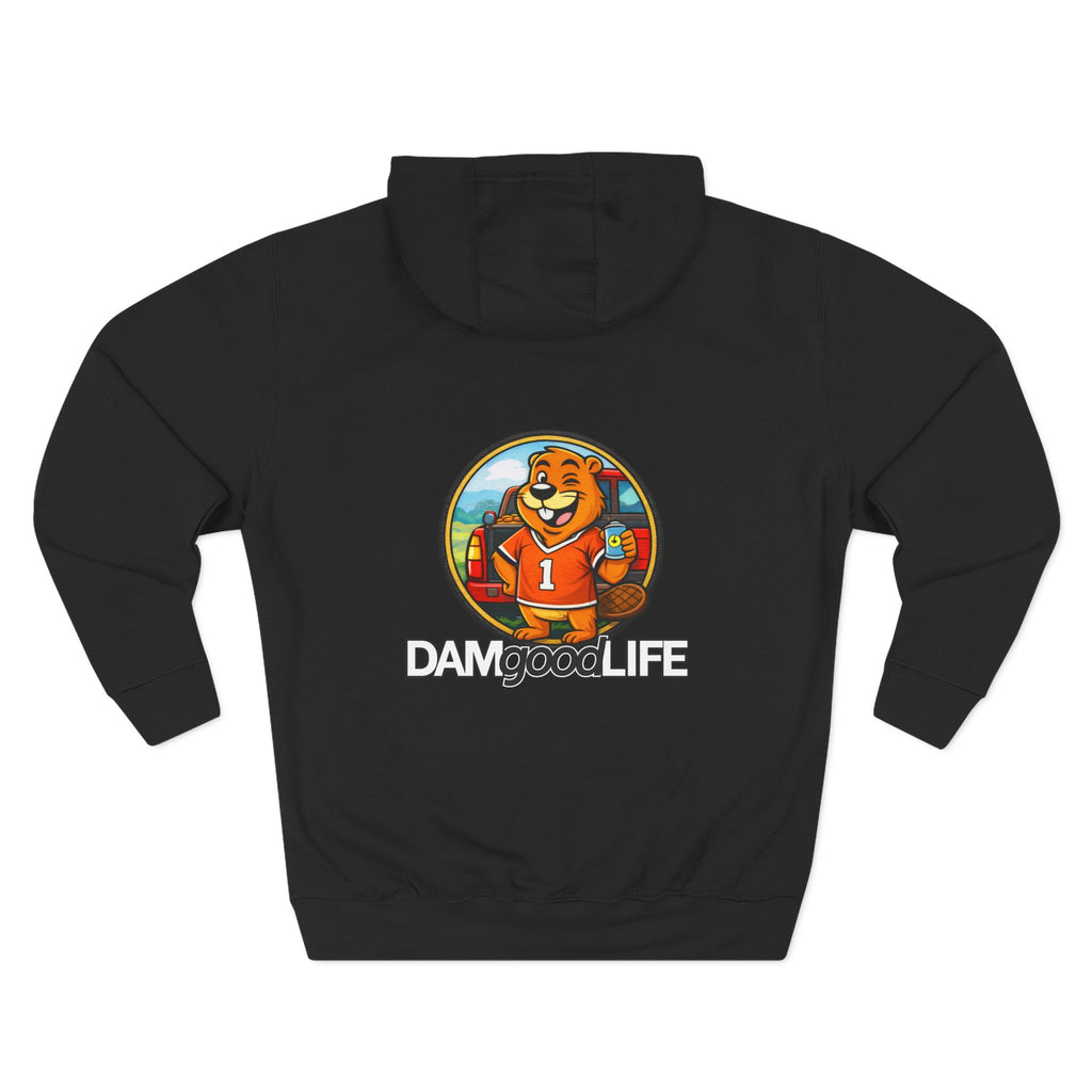 Hoodie "DAMgoodLIFE" Tailgating — Cozy Graphic Pullover with Swanky Beaver