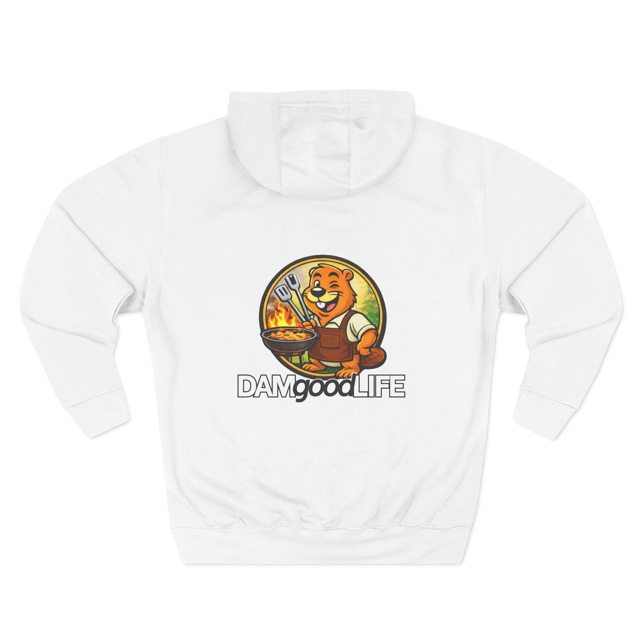Hoodie "DAMgoodLIFE" Grilling — Cozy Graphic Pullover with Swanky Beaver