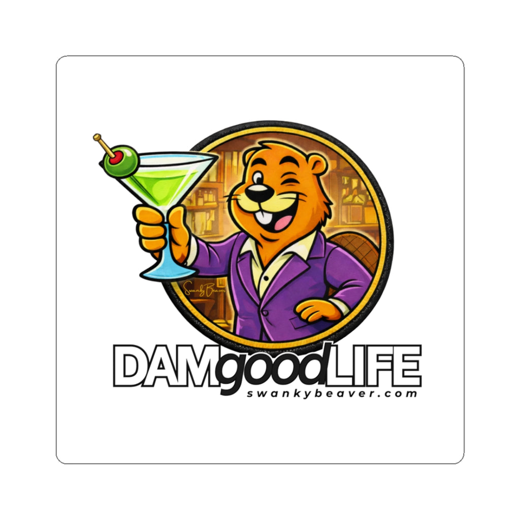 DAMgoodLIFE Martini Beaver Sticker — Martini Vinyl Kiss-Cut