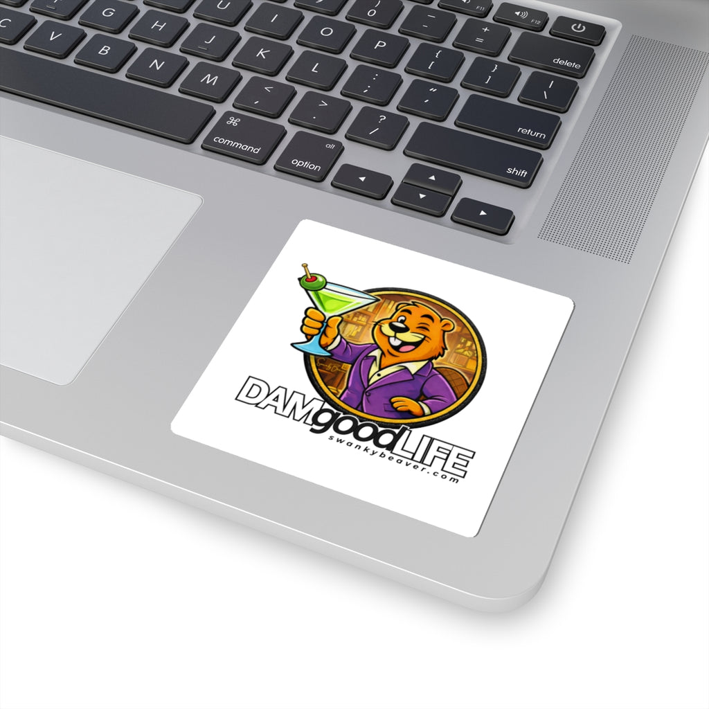 DAMgoodLIFE Martini Beaver Sticker — Martini Vinyl Kiss-Cut