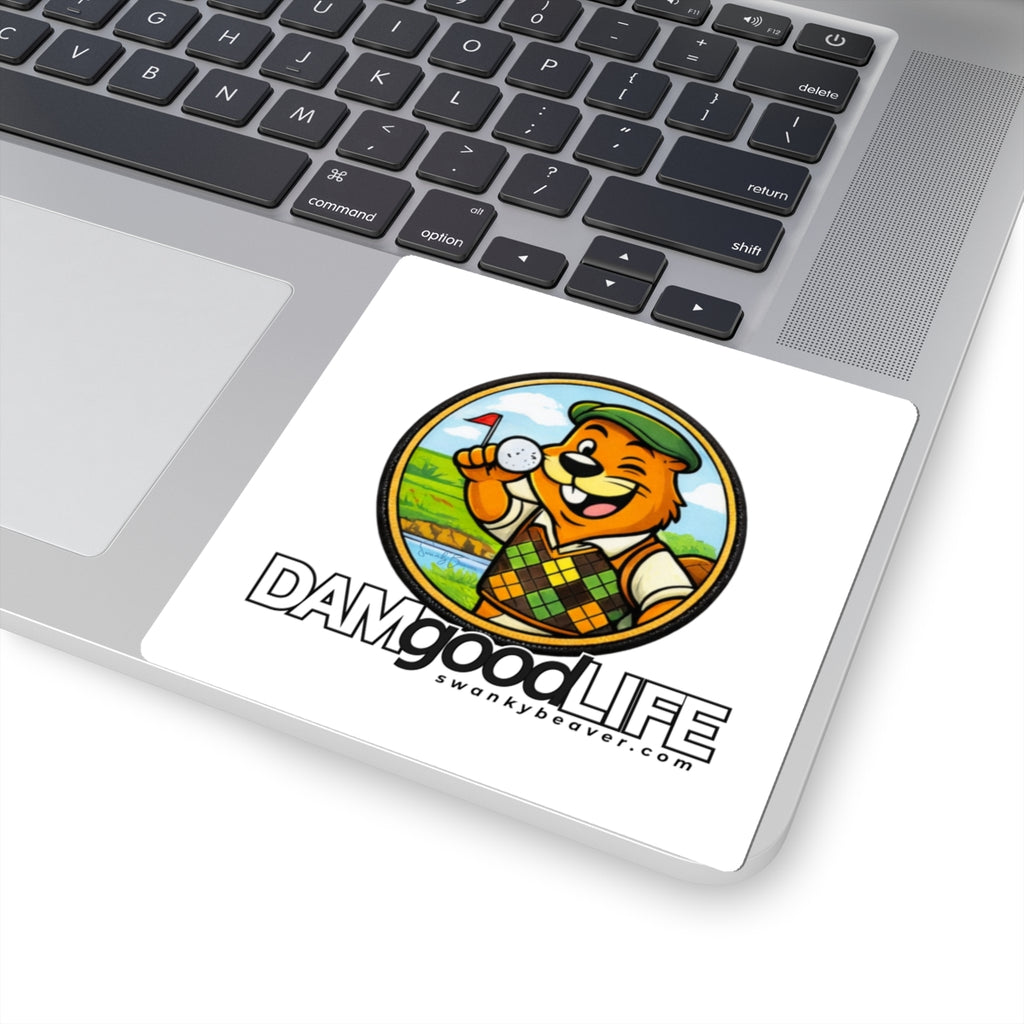 DAMgoodLIFE Golfing Beaver Sticker — Golfing Vinyl Kiss-Cut