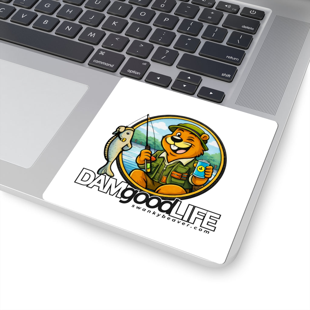 DAMgoodLIFE Fishing Beaver Sticker — Fishing Vinyl Kiss-Cut