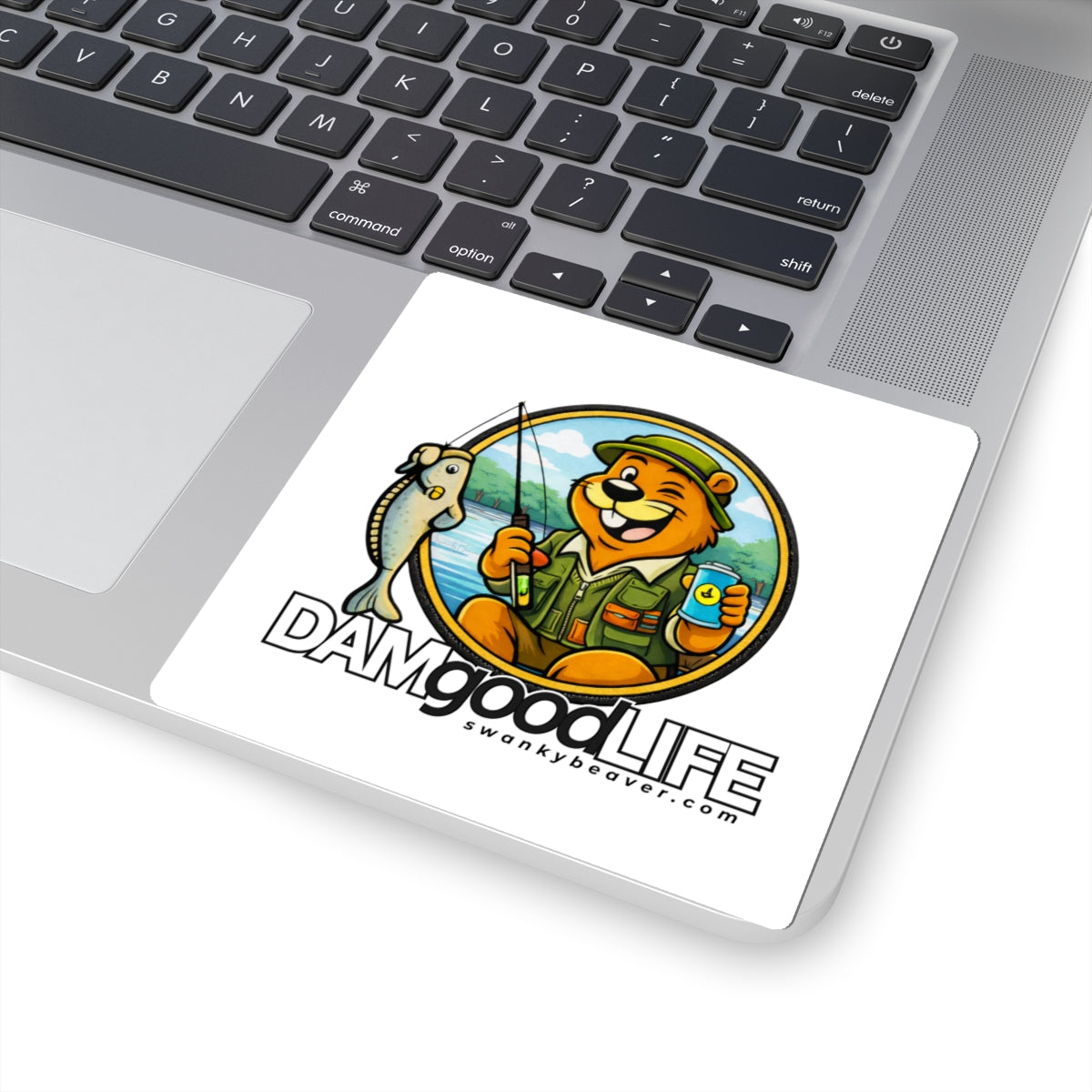 DAMgoodLIFE Fishing Beaver Sticker — Fishing Vinyl Kiss-Cut