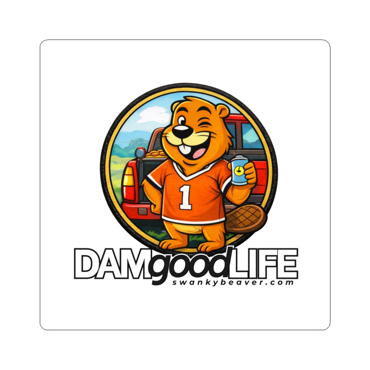 DAMgoodLIFE Tailgate Beaver Sticker — Tailgate Vinyl Kiss-Cut