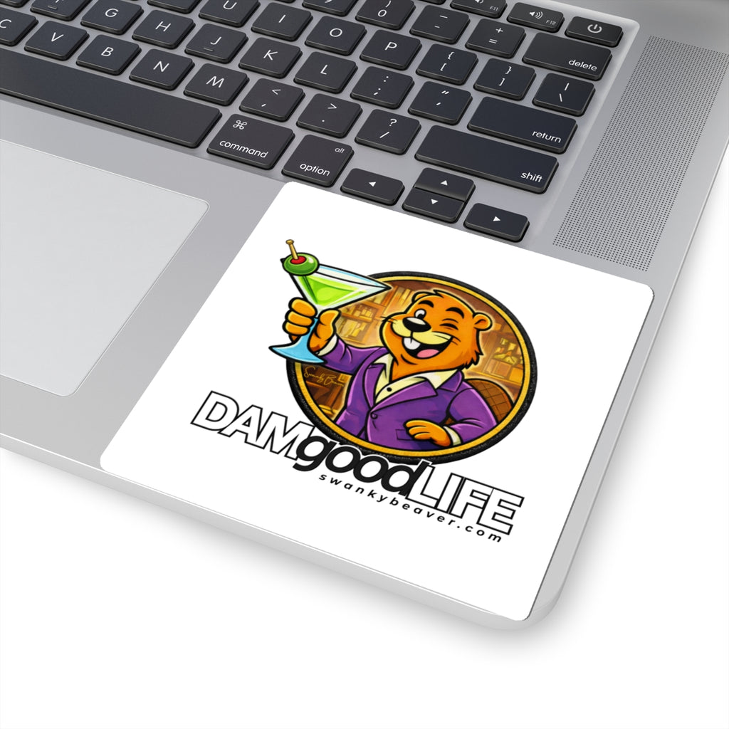 DAMgoodLIFE Martini Beaver Sticker — Martini Vinyl Kiss-Cut
