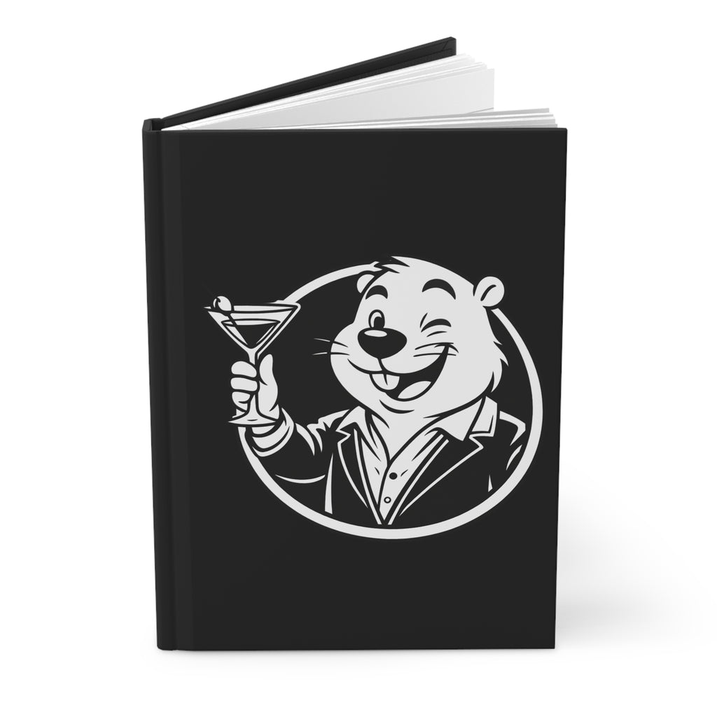 Swanky Beaver Hardcover Journal — Cocktail Toast Mascot Notebook