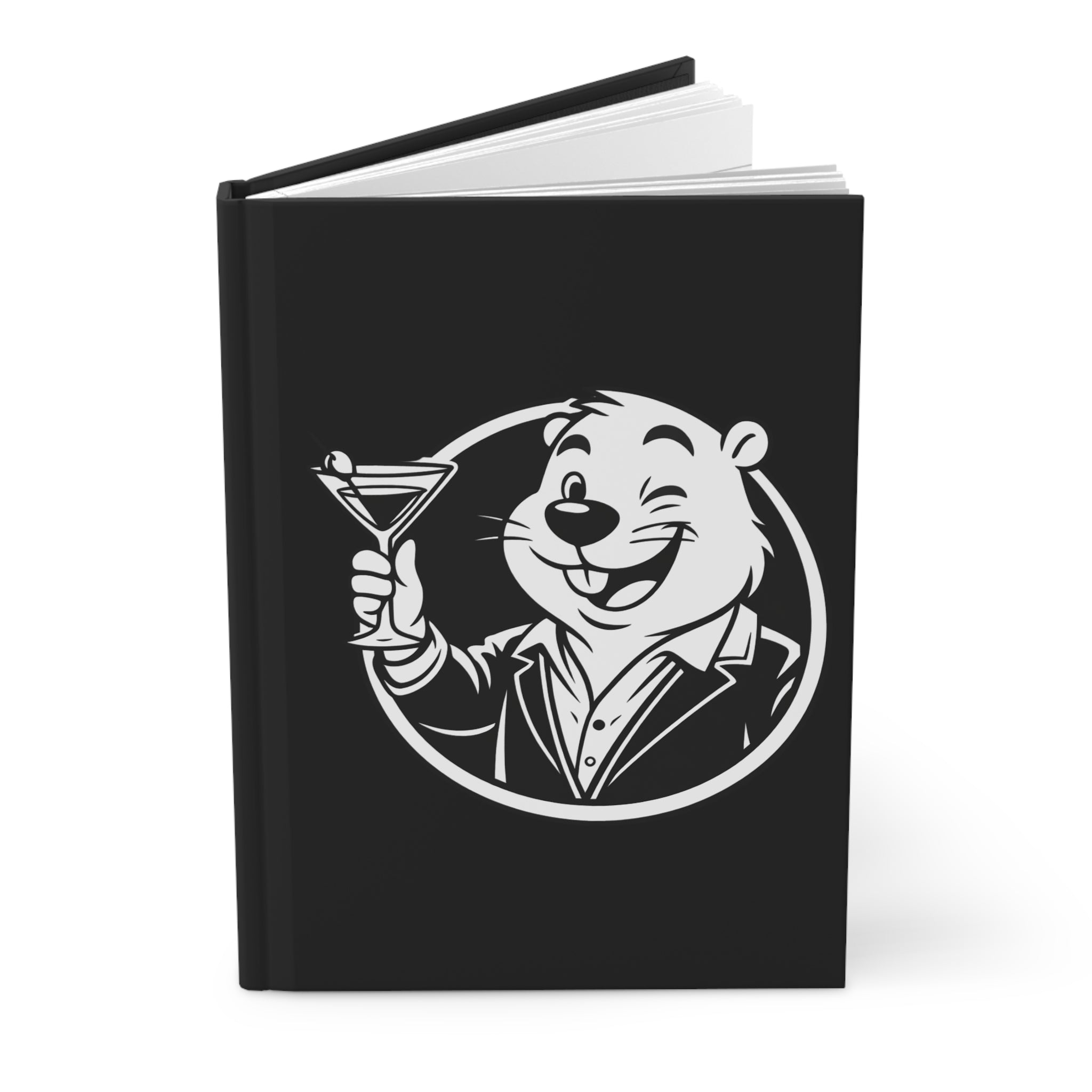 Swanky Beaver Hardcover Journal — Cocktail Toast Mascot Notebook