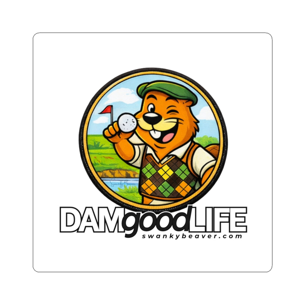 DAMgoodLIFE Golfing Beaver Sticker — Golfing Vinyl Kiss-Cut