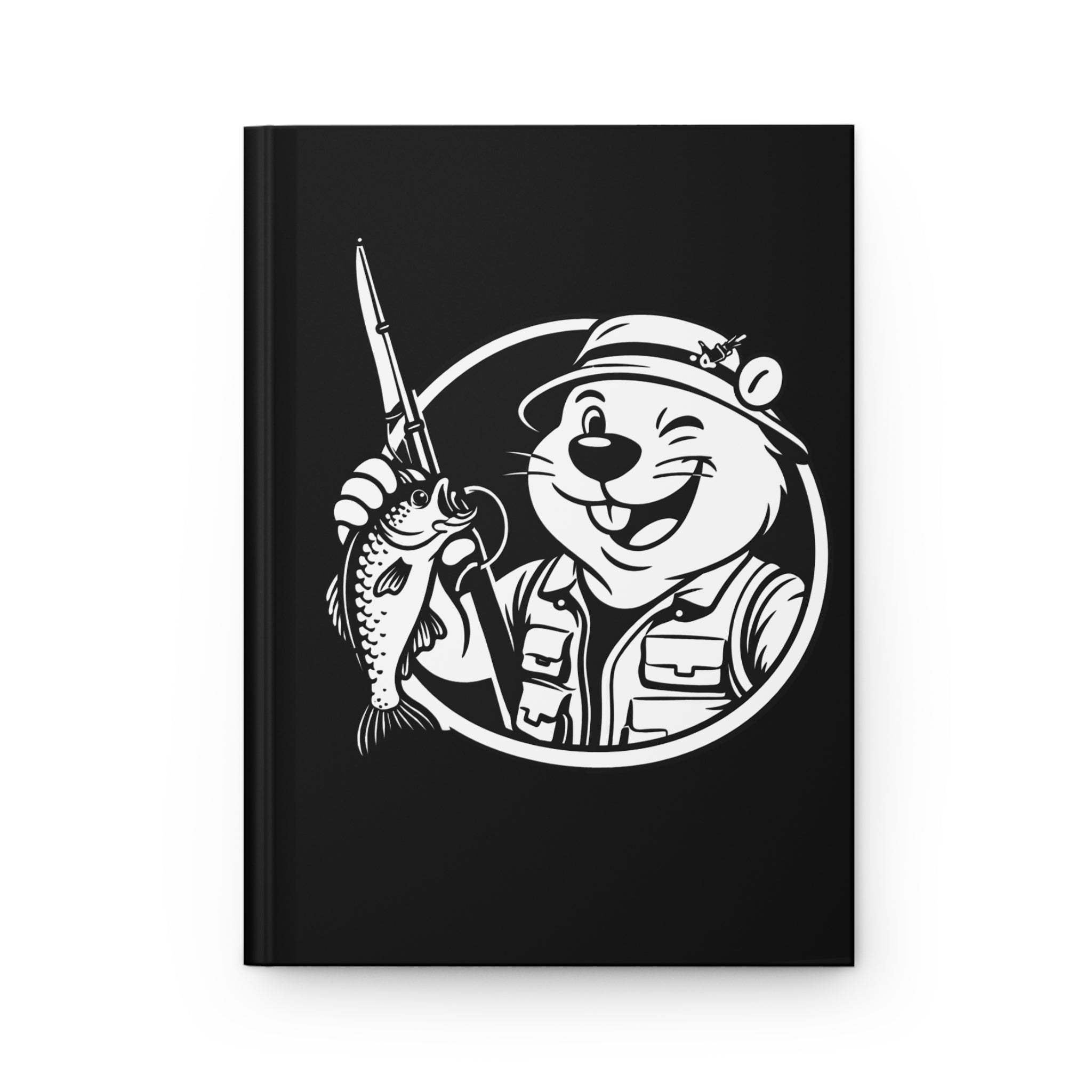 Swanky Beaver Hardcover Journal — Fishing Mascot Notebook