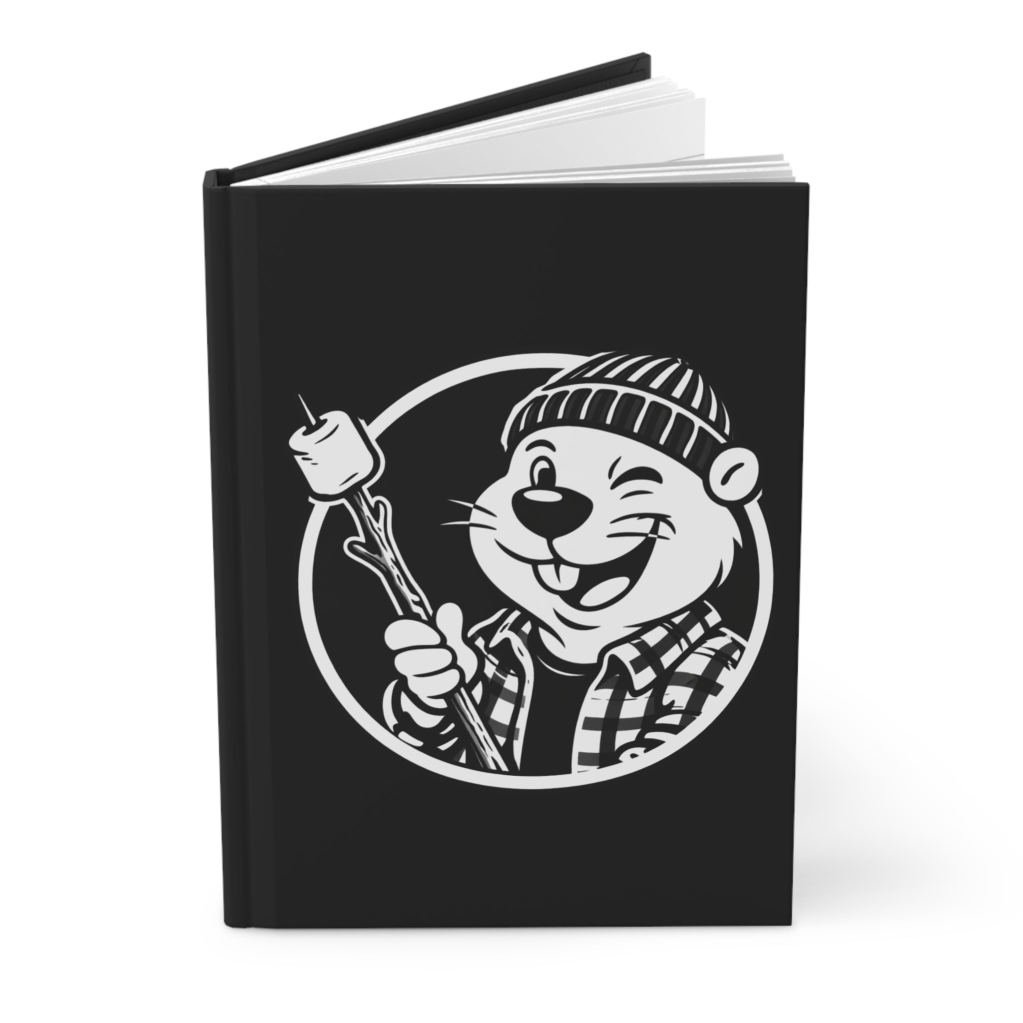 Swanky Beaver Hardcover Journal — Camping Mascot Notebook