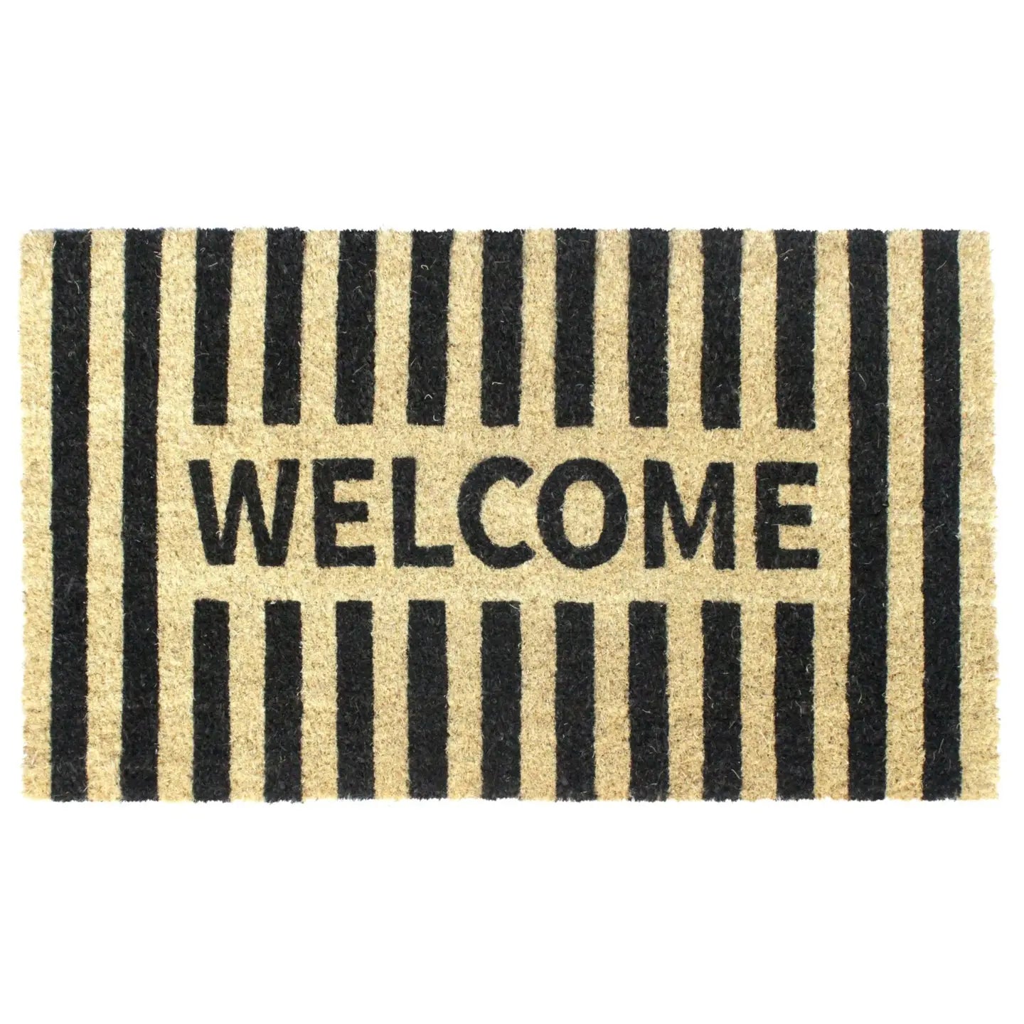 Coir Doormat - Black Stripe Welcome Doormat
