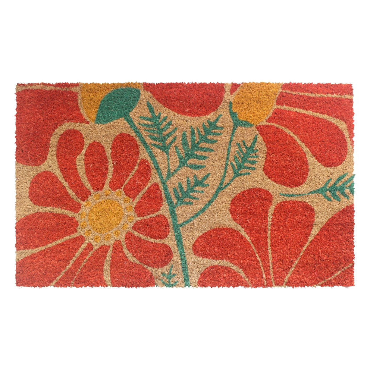 Coir Doormat - Folk Flowers