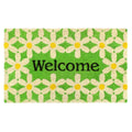 Coir Doormat - Welcome Green Daisy