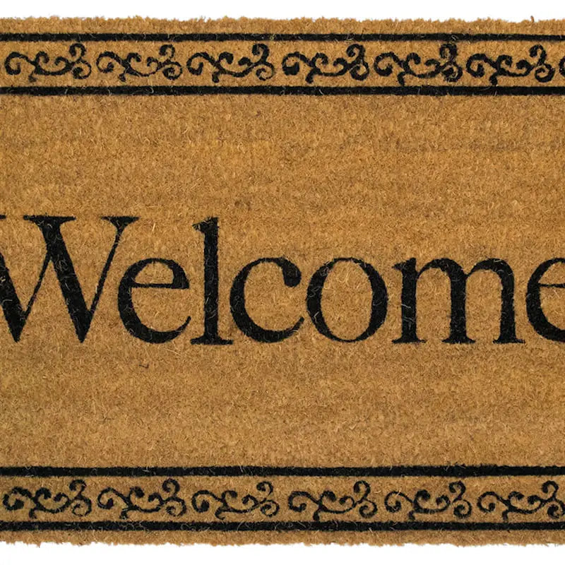 Coir Doormat - Welcome Scroll Border